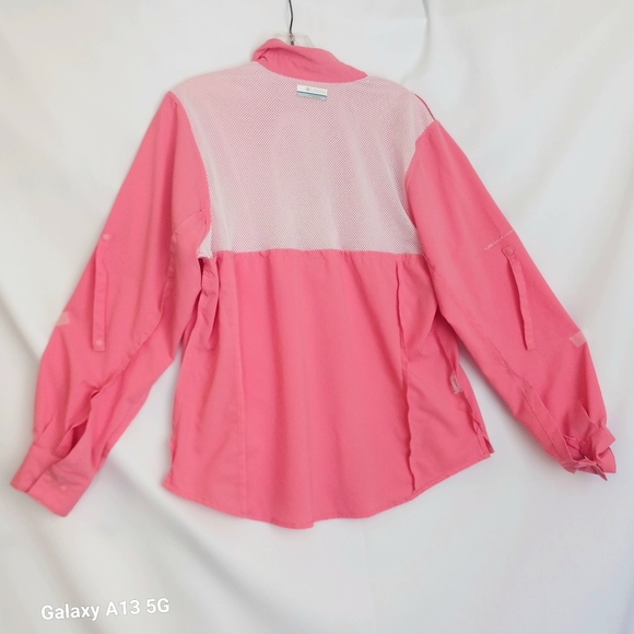 Columbia Women's Pink Vented Long Sleeve Button Down Fishing Shirt Sz L - Picture 10 of 13